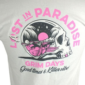 Grim Days Men's Sz Medium Graphic T-Shirt White Pink Short Sleeve